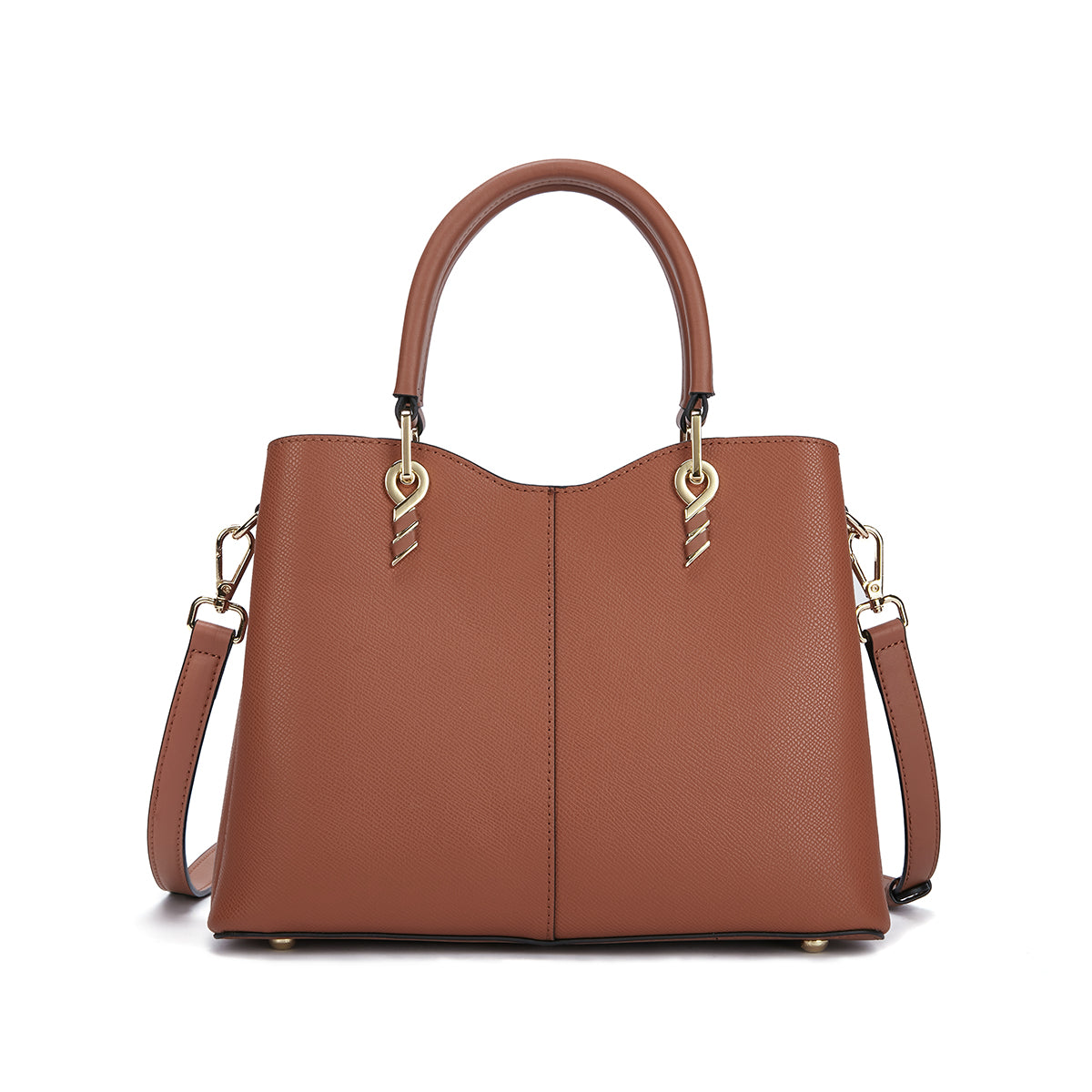 Tan top handle crossbody handbag
